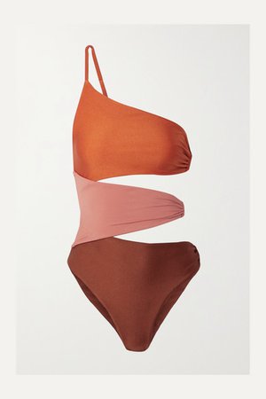 Cult Gaia | Jana one-shoulder cutout color-block swimsuit | NET-A-PORTER.COM