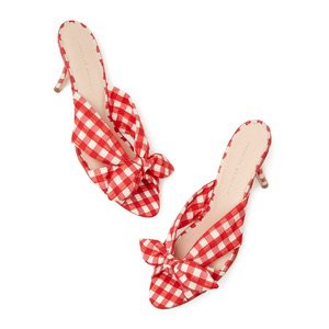 red gingham pumps