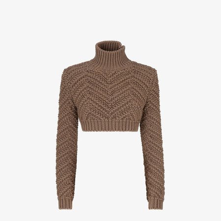Brown wool jumper - PULLOVER | Fendi