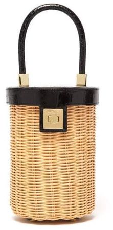 Sparrows Weave - The Cylinder Wicker And Leather Bag - Womens - Black