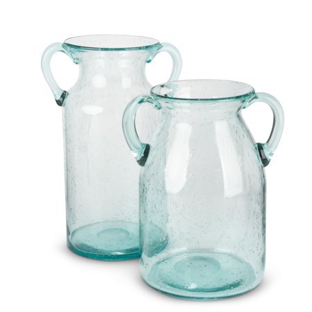 Gerson Set of 2 Sea Glass Milk Jug Vases, Blue - Walmart.com