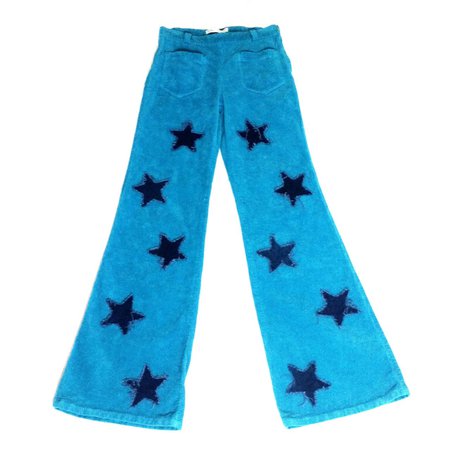 *** ON HOLD UNTIL FEB 14TH *** Incredible one of a kind dark teal and navy blue high waisted corduroy flares with frayed patchwork stars. Brand label of trousers is 'Phard'