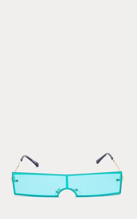 Blue Rectangular Sunglasses | Accessories | PrettyLittleThing USA