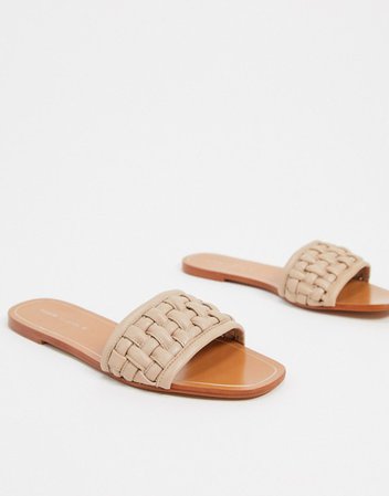 Pull&Bear flat lattice leather sandal | ASOS