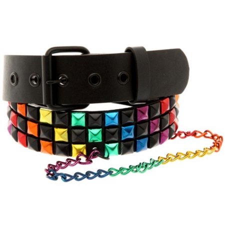 black and rainbow belt with rainbow chain attachment