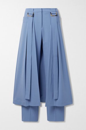 palmer//harding - Reona Layered Grain De Poudre Straight-leg Pants - Blue