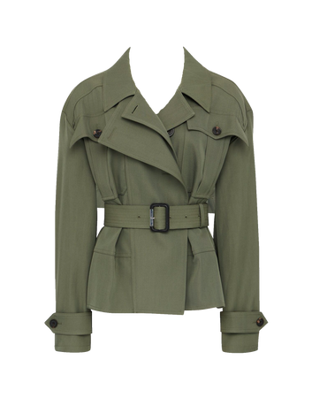 Alexander McQueen | Dropped Shoulder Peplum Military Jacket in Military Green (Dei5 edit)