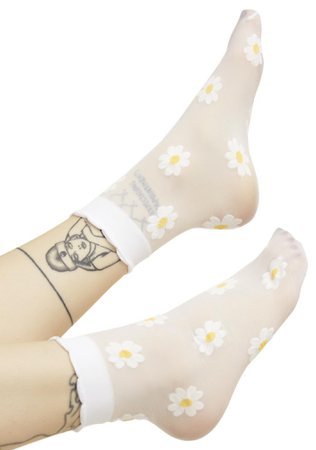 White Daisy Sheer Ankle Socks | Dolls Kill