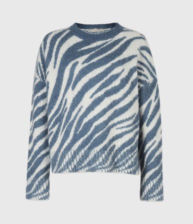 ALLSAINTS US: Womens Pina Tiger Sweater (cream_pale_blue)