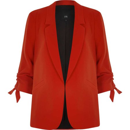 Red ruched sleeve blazer - Blazers - Coats & Jackets - women