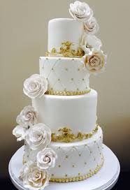 white and gold wedding cake - Google Search