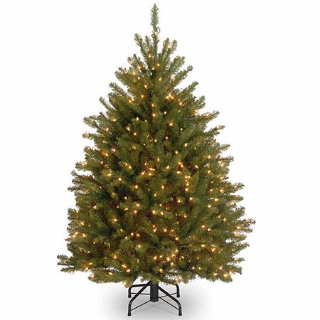 National Tree Co. 4 1/2 Foot Dunhill Fir Hinged Pre-Lit Christmas Tree
