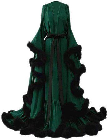 yinyyinhs Feather Bridal Robe Wedding Scarf Long Lingerie Robe Nightgown Bathrobe Sleepwear Blue Size S/M at Amazon Women’s Clothing store
