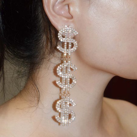 Online Shop Novelty Super Shiny Rhinestone Dollar Charms Dangle Earrings for Women Fashion Jewelry Party Statement Earrings Accessories | Aliexpress Mobile_en title