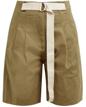 Mathews - Bonnie High Rise Cotton Twill Shorts - Womens - Light Brown