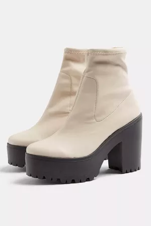 **WIDE FIT BO Ecru Chunky High Sock Boots | Topshop