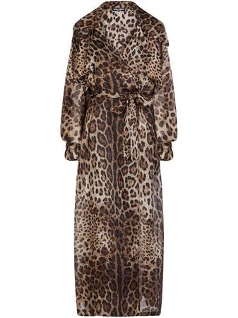 Shop Dolce & Gabbana leopard print organza trench coat with Express Delivery - FARFETCH