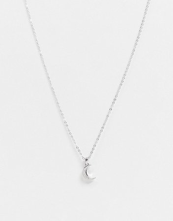 Ted Baker Marai moon pendant necklace in silver and crystal | ASOS
