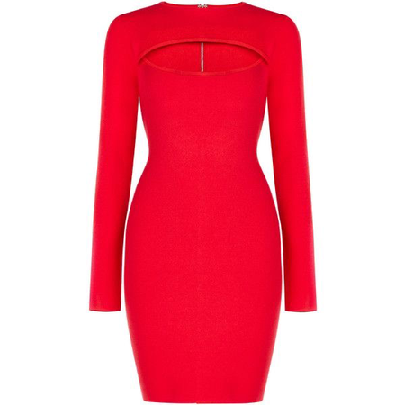 Red Long Sleeve Cutout Dress