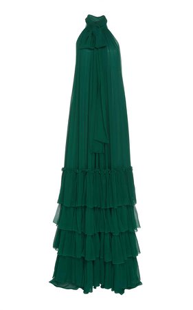 Tiered-Ruffled Silk-Chiffon Dress