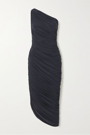 Gray Diana one-shoulder ruched stretch-jersey dress | Norma Kamali | NET-A-PORTER