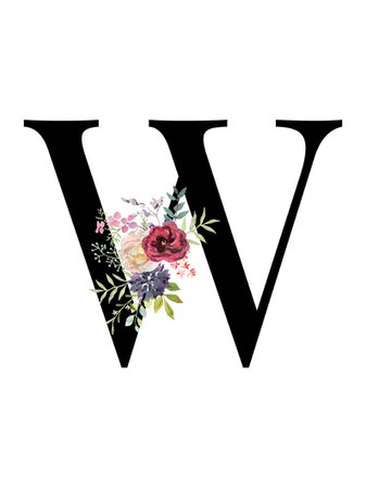 Letter W floral alphabet instant digital download | Etsy