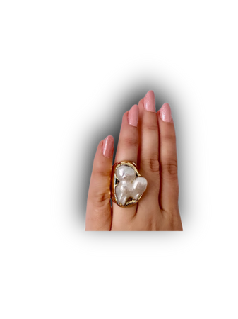 Baroque Pearl Ring, Chunky Ring, Gold Pearl Ring, Baroque Pearl, Chunky Gold Ring, Mother Of Pearl Ring, June Birthstone Ring, Pearl Ring Etsy jewelry