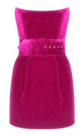 Rasario Belted Velvet Mini Dress In Pink | ModeSens