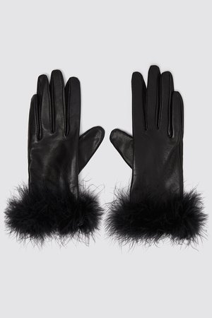 FEATHER LOOK TRIMMED LEATHER GLOVES-Gloves-ACCESSORIES-WOMAN | ZARA United States
