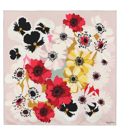 Floral-printed silk scarf