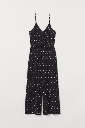 Jumpsuit with Buttons - Black/dotted - | H&M US