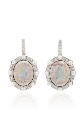 Lunar Orbit 18k White Gold Opal Earrings By M.spalten | Moda Operandi
