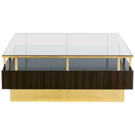 Coffee Table in Ebony and Glass For Sale at 1stdibs