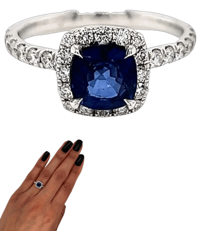1.96Carat Sapphire Diamond Engagement Ring