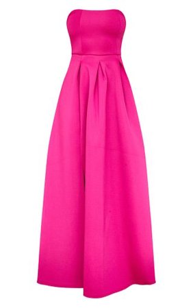 Hot Pink Scuba Bandeau Maxi Dress