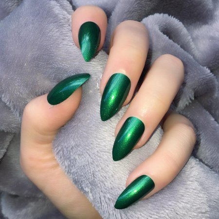 metallic green nails