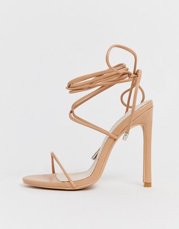 Simmi London Sim blush ankle tie barely there sandals | ASOS