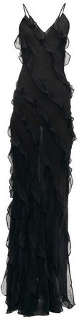 Rat & Boa - Selena Ruffled Silk Maxi Dress - Womens - Black