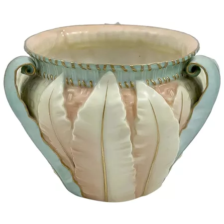 Art Nouveau Royal Worcester ivory blush planter/jardiniere/cache pot : Rita's Bazaar Antiques | Ruby Lane
