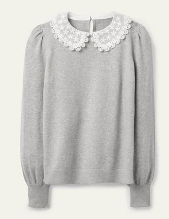 Harewood Collared Sweater - Linen Melange | Boden US
