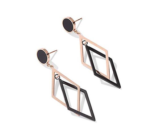 Amazon.com: Senro Rose Gold Geometric Double-Layer Hollow Earrings, Long Rose Gold Earrings, Sleek Minimalist, no Allergies: Jewelry