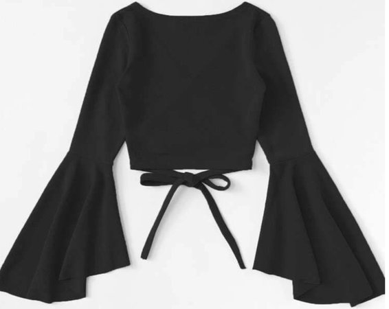 SHEIN tie front flounce sleeve wrap top