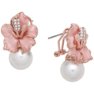 Floral Pink Pearl Earrings