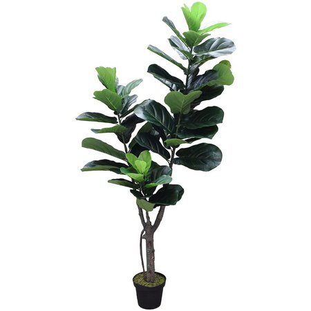 Gracie Oaks Real Touch Silk Fiddle Leaf Fig Tree in Pot & Reviews | Wayfair