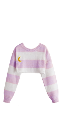 Purple Moon Striped Sweater Cropped