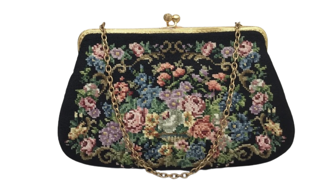 vintage 1950’s floral petit point purse