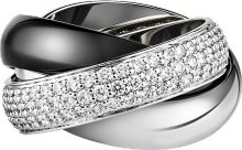 CRN4227100 - Trinity ring, LM - White gold, ceramic, platinum, diamonds - Cartier