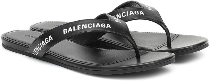 Logo leather thong sandals