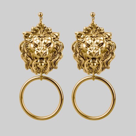 ANWAR. Lion Knocker Earrings - Gold – REGALROSE