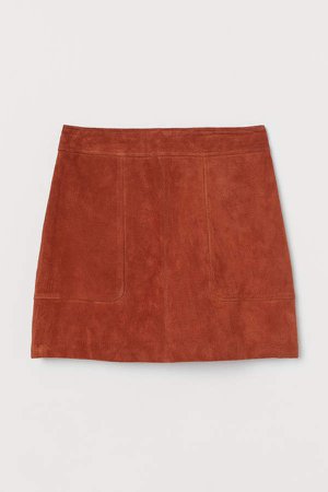 Short Suede Skirt - Orange
